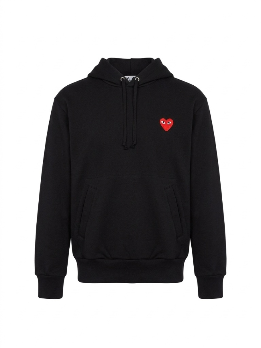 Comme des Garçons PLAY Red Heart Pullover Hoodie - Black (Size L)